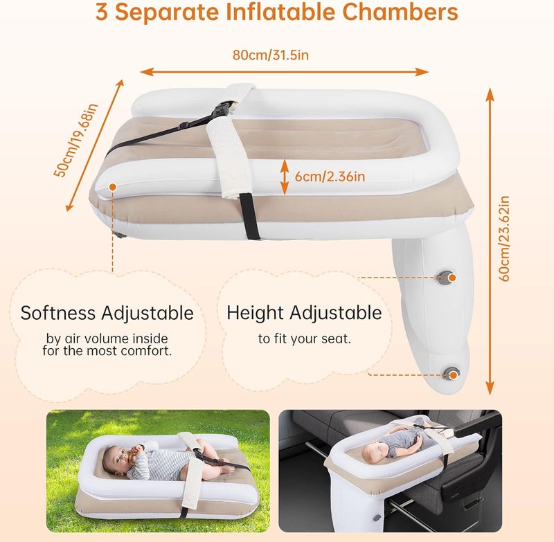 PAHTTO Inflatable Airplane Bed for Kids, Portable Toddlers Airplane Blow Up Matrress for Travel, Inflatable Baby Bed Mattress with Hand Pump, Toddler Travel Essentials - Image 3